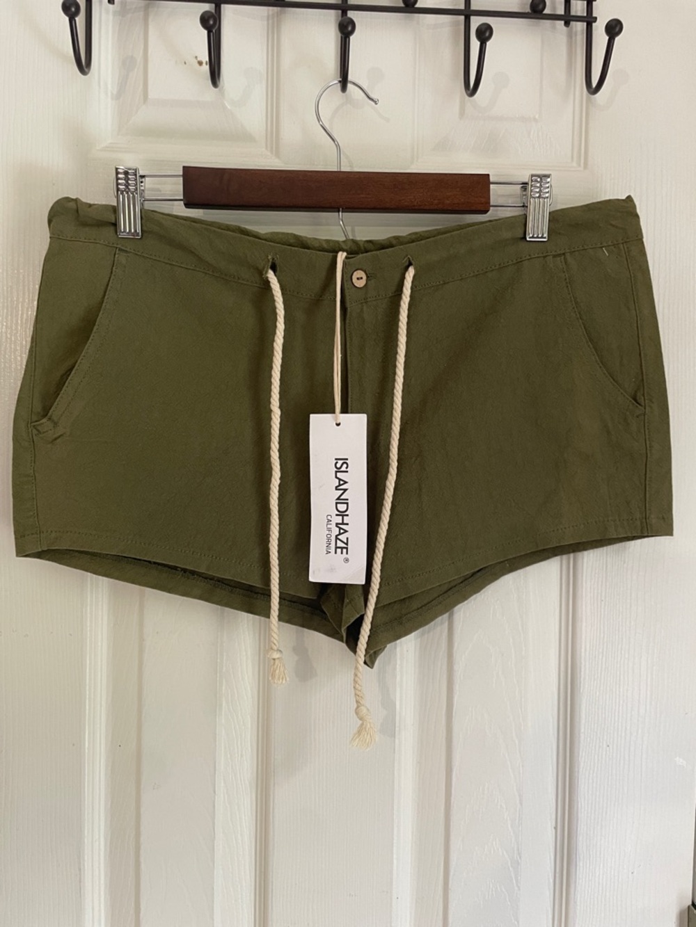 Islandhaze Olive Mini/Micro Juniors Boho Indie Cotton Shorts